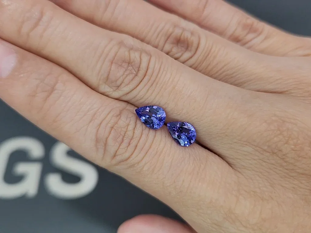 Pair of pear cut tanzanites 2.16 carats, Tanzania  Image №2