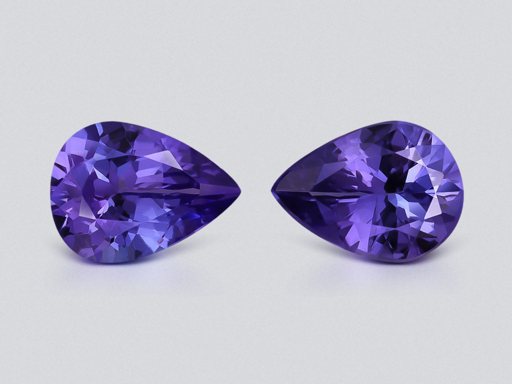 Pair of pear cut tanzanites 2.16 carats, Tanzania  Image №1