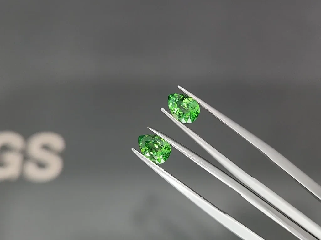 Pair of tsavorites Vivid Green pear cut 1.57 carats, Tanzania  Image №3