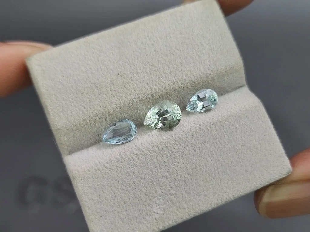 Ensemble aigues-marines taille poire, 1,92 carat, Madagascar Image №5