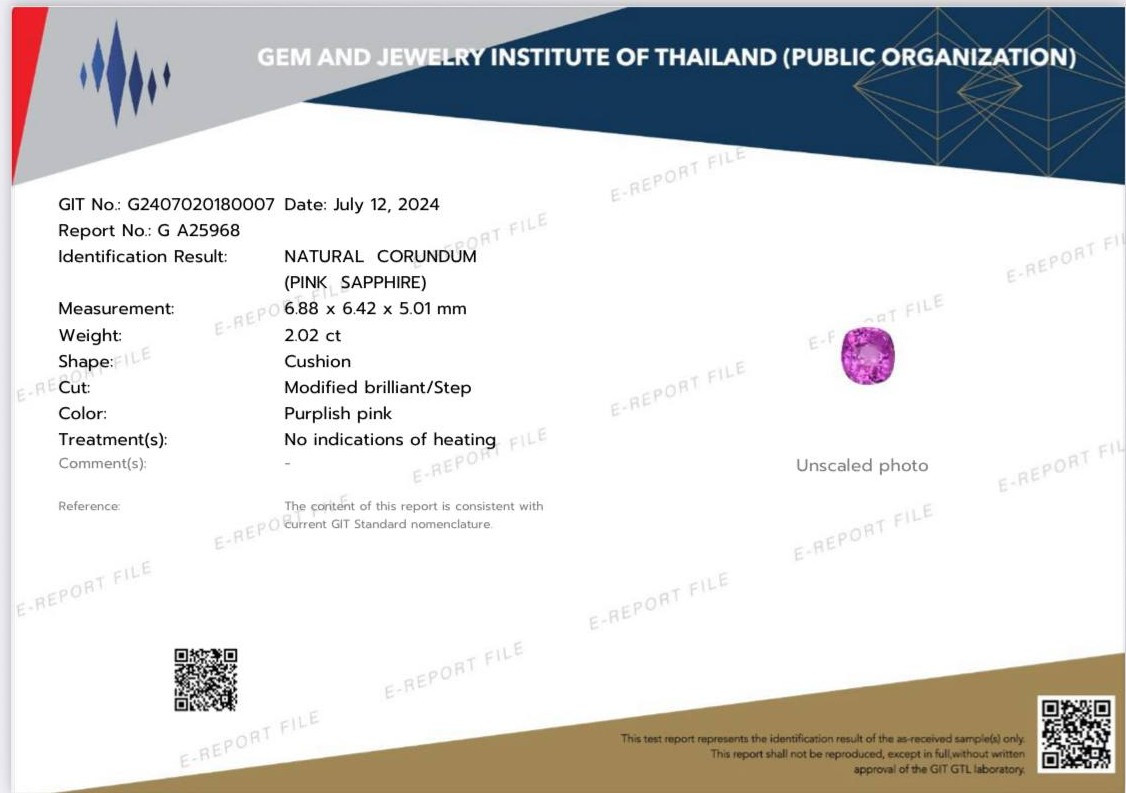Saphir rose vif non chauffé, taille coussin, 2,02 carats, Sri Lanka  Image №6