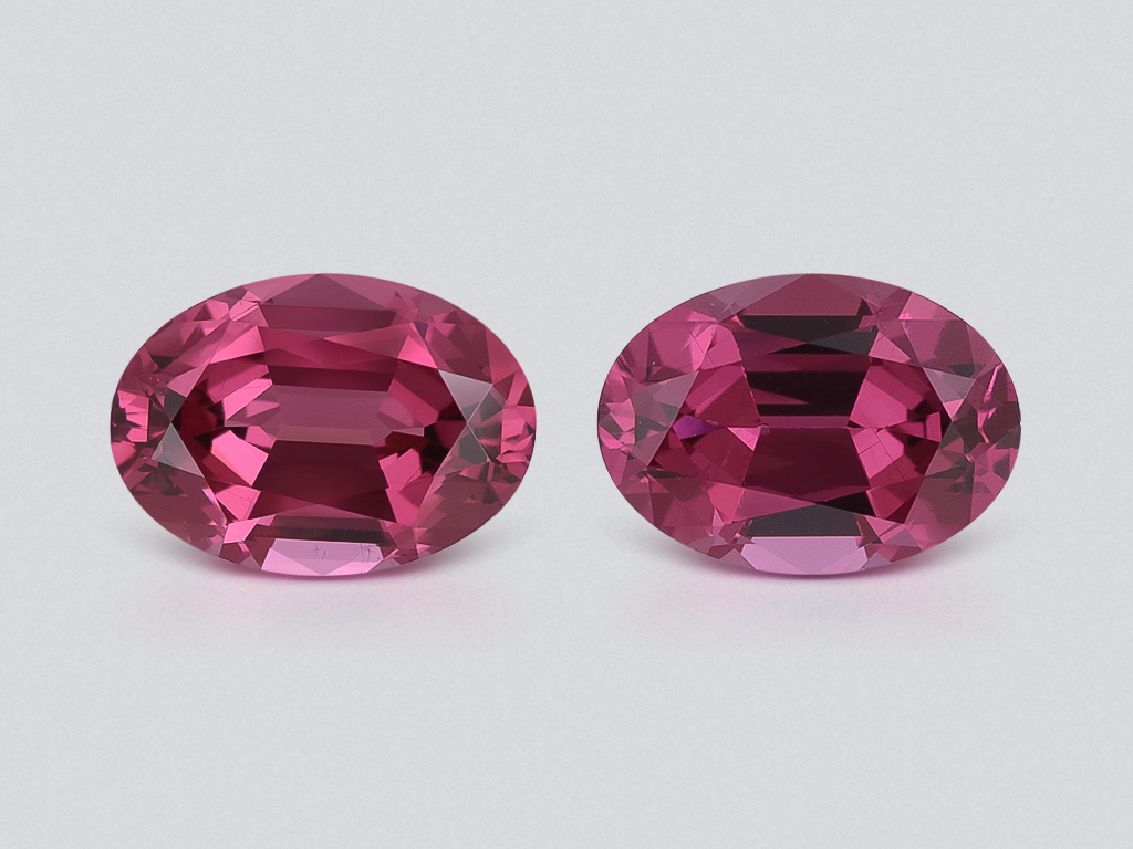 Pair of rhodolite garnets oval cut 1.99 carats, Madagascar Image №1