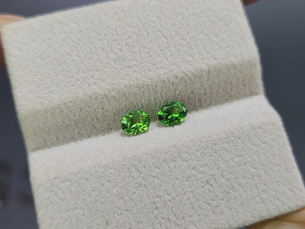 Une paire de grenats tsavorites de taille ovale 0,65 carats, Tanzanie Image №4