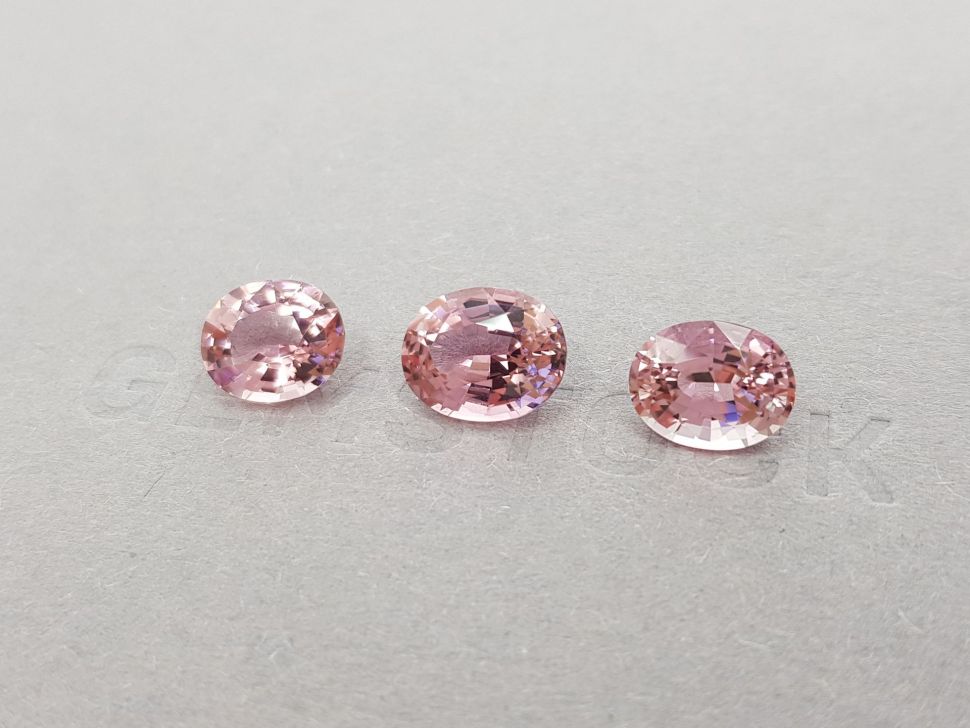 Set of three oval cut pink tourmalines 7.62 carats Image №2