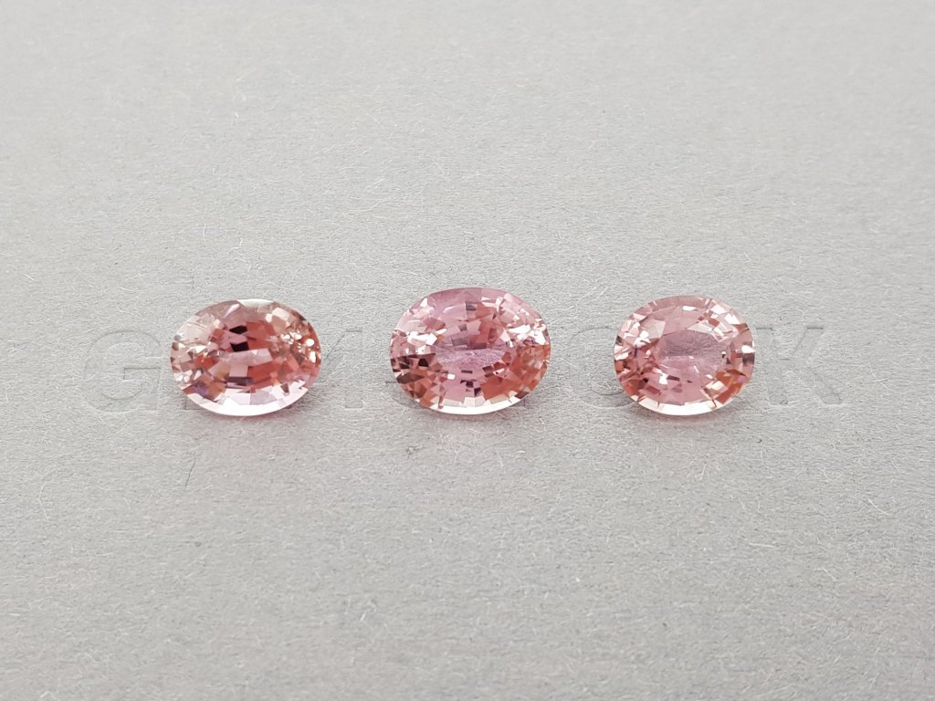 Set of three oval cut pink tourmalines 7.62 carats Image №1
