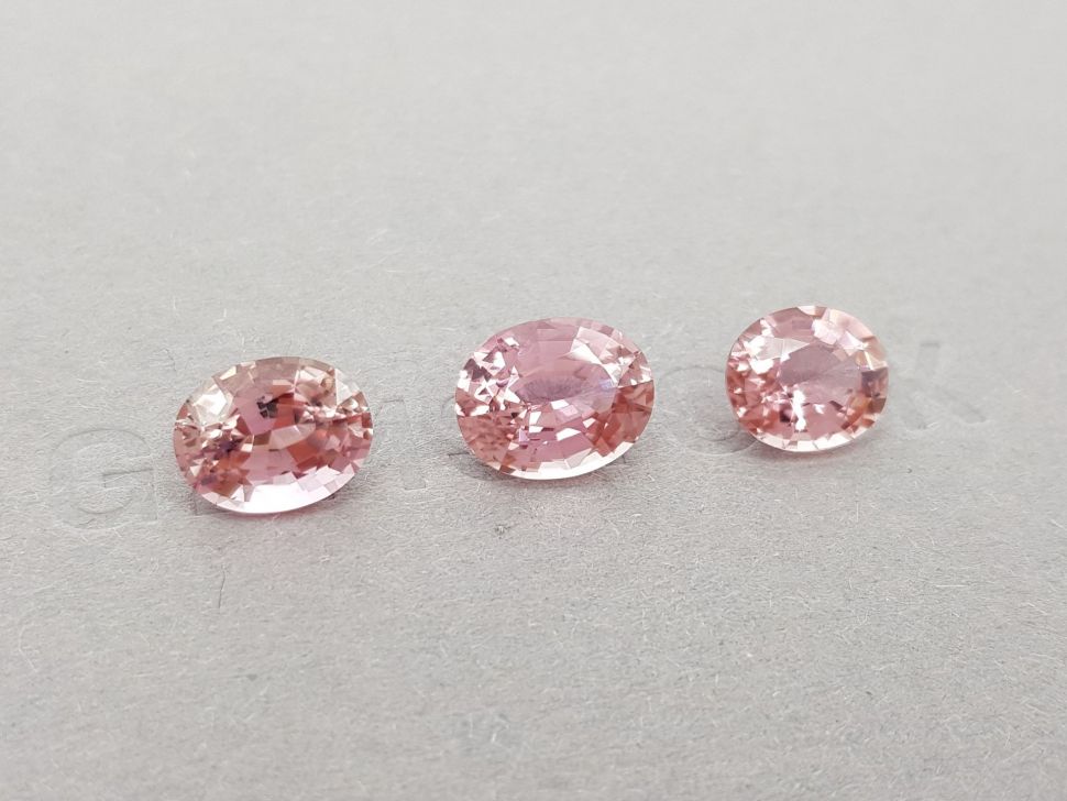 Set of three oval cut pink tourmalines 7.62 carats Image №3
