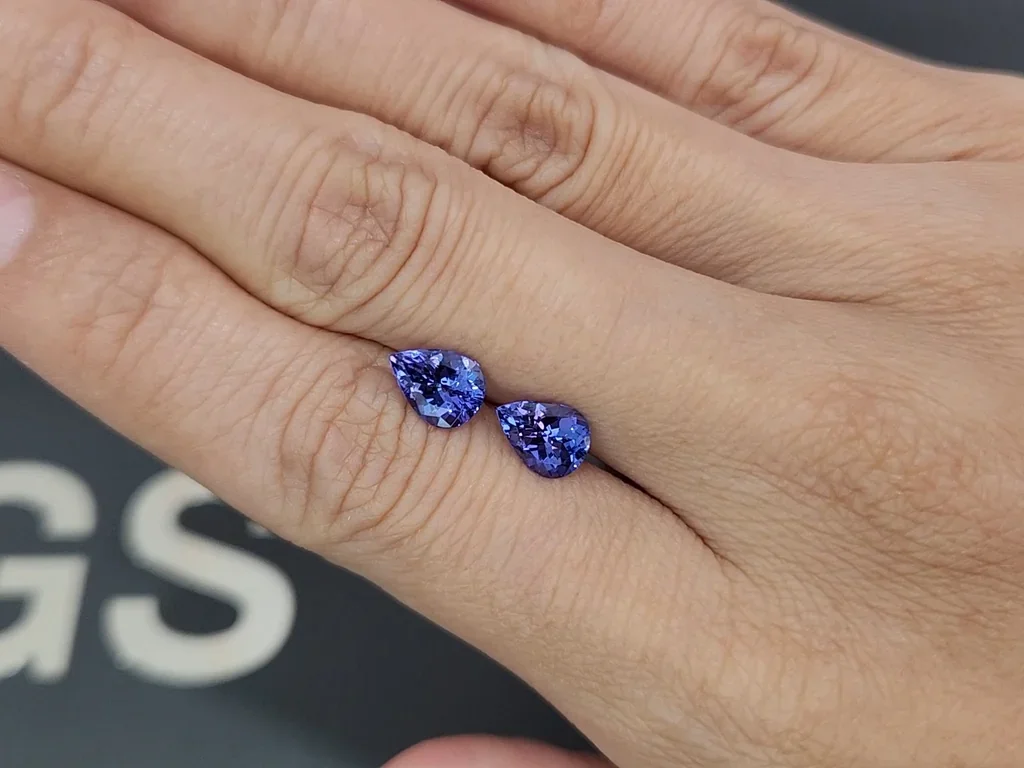 Pair of tanzanites pear cut 2.38 carats, Tanzania Image №2