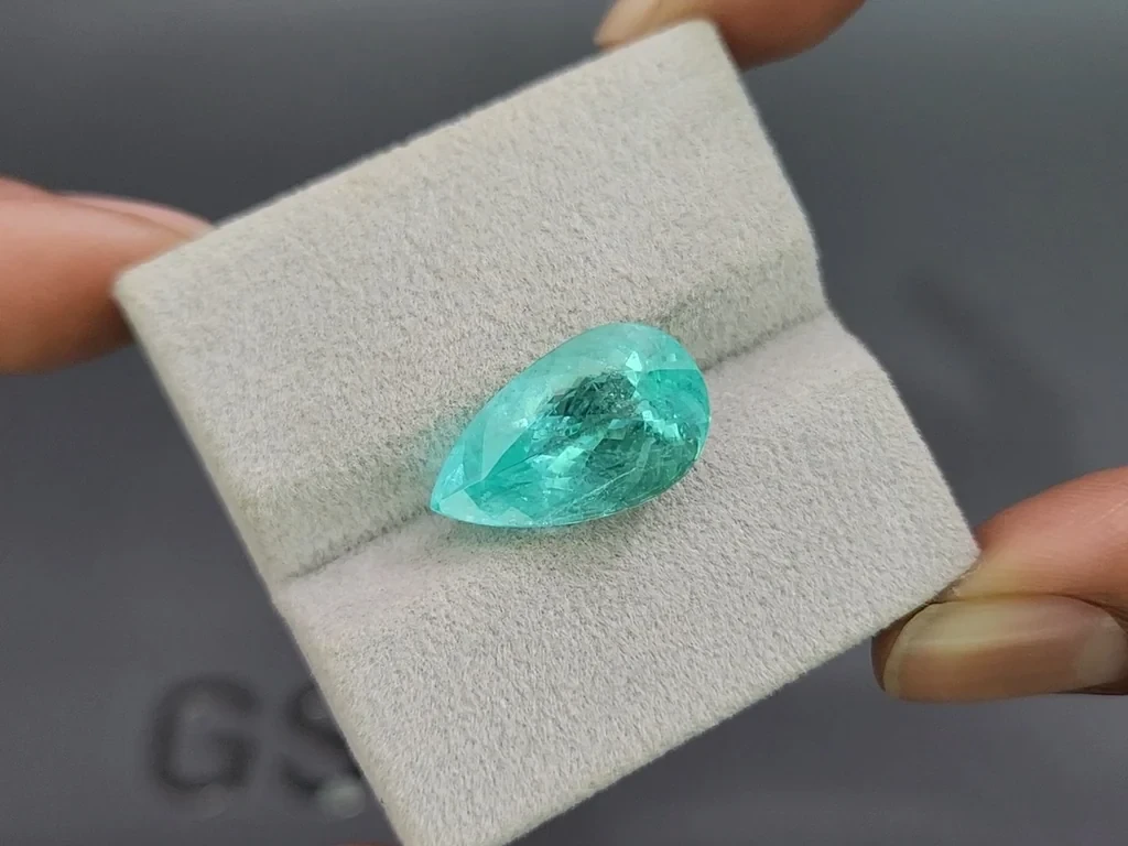 Tourmaline Néon Paraiba taille poire 9,55 carats, Mozambique Image №4