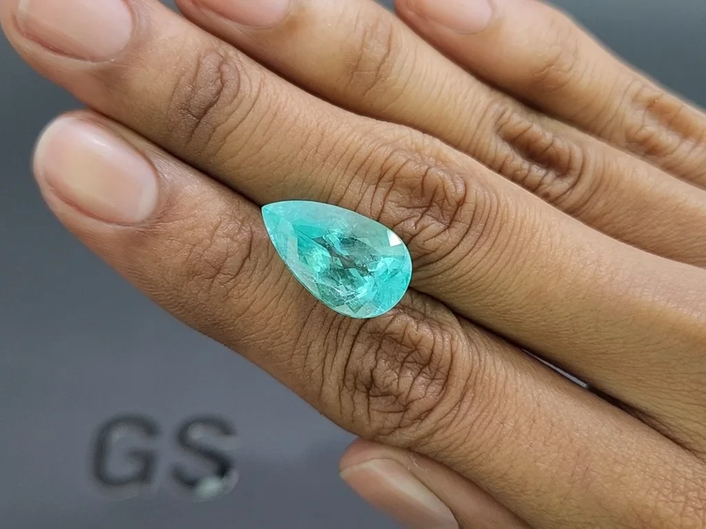 Tourmaline Néon Paraiba taille poire 9,55 carats, Mozambique Image №2