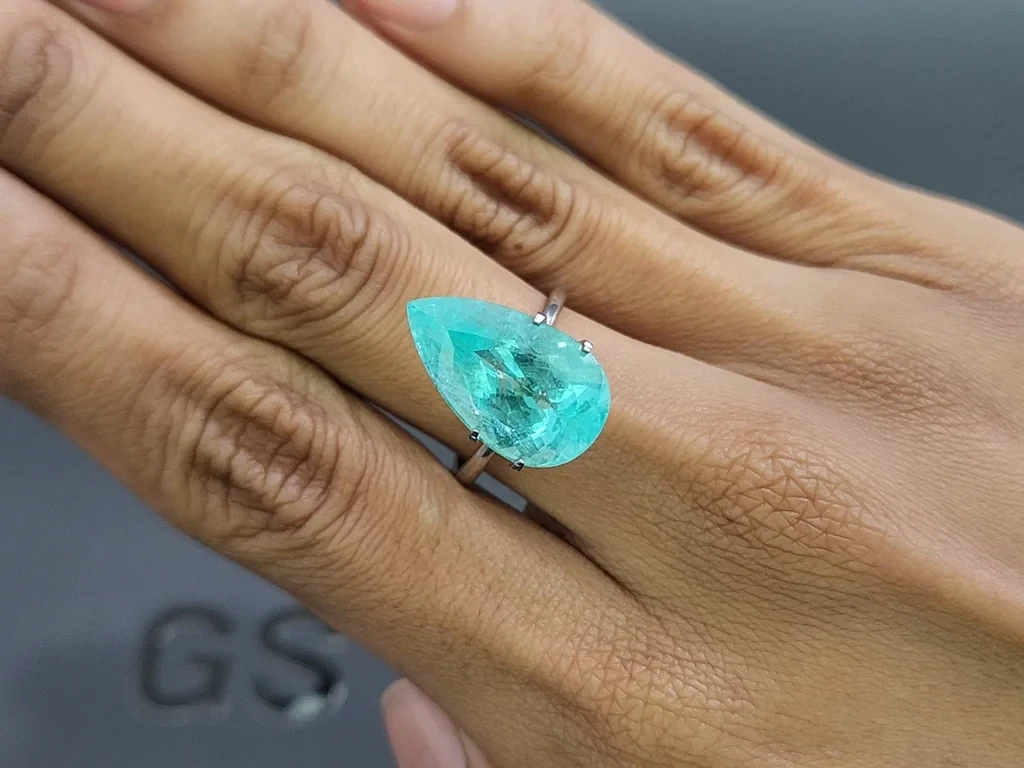 Tourmaline Néon Paraiba taille poire 9,55 carats, Mozambique Image №5