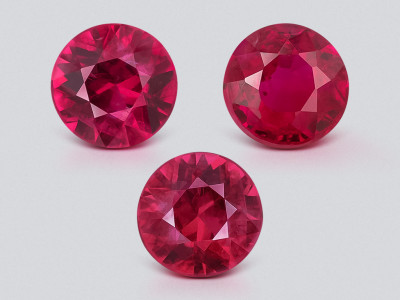 Set of rubies Pigeon Blood Red round cut 0.73 carats, Mozambique photo