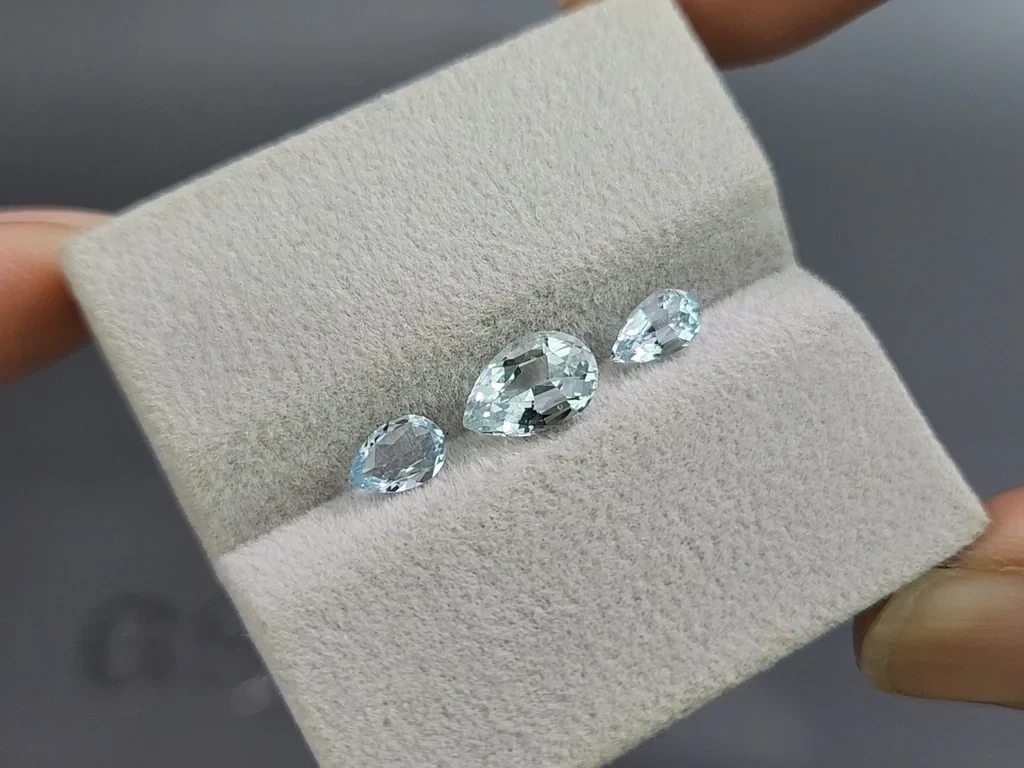 Ensemble aigues-marines taille poire, 1,84 carat, Madagascar Image №5