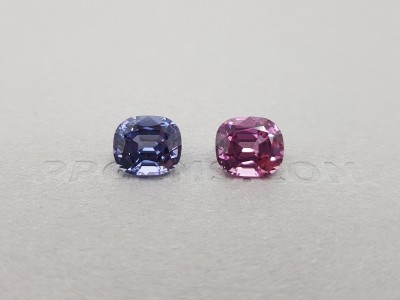 Pair of pink and blue spinels 5.45 ct photo