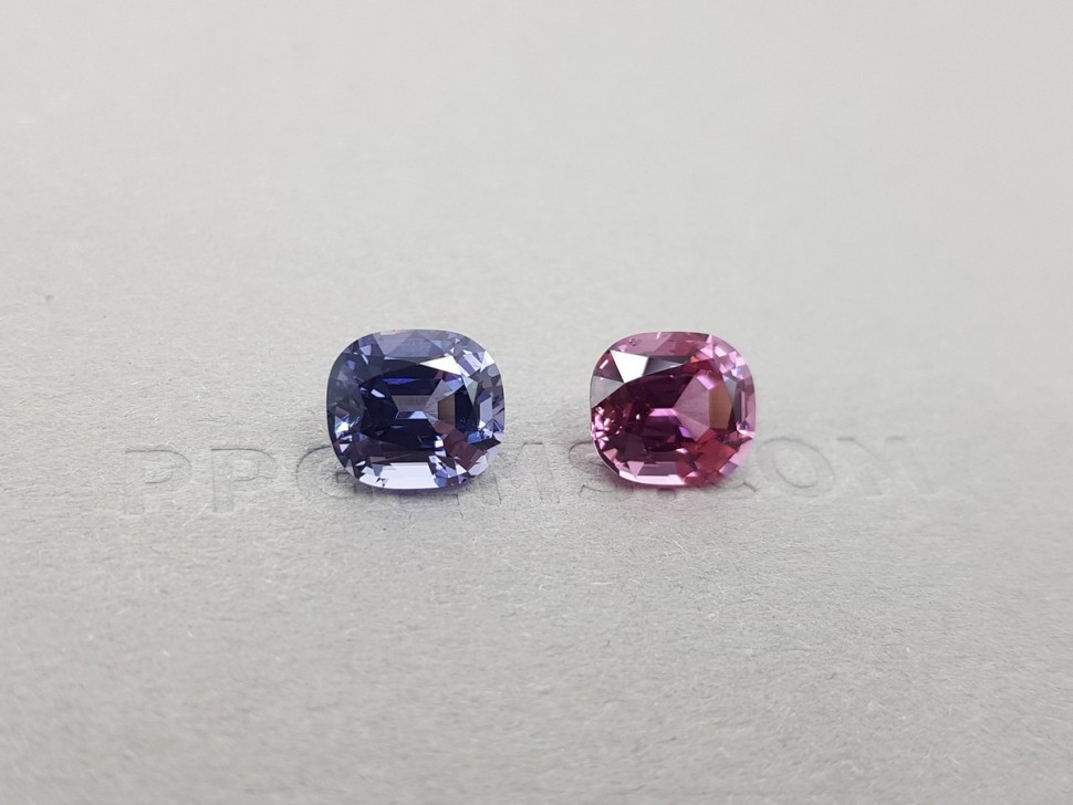 Pair of pink and blue spinels 5.45 ct Image №3