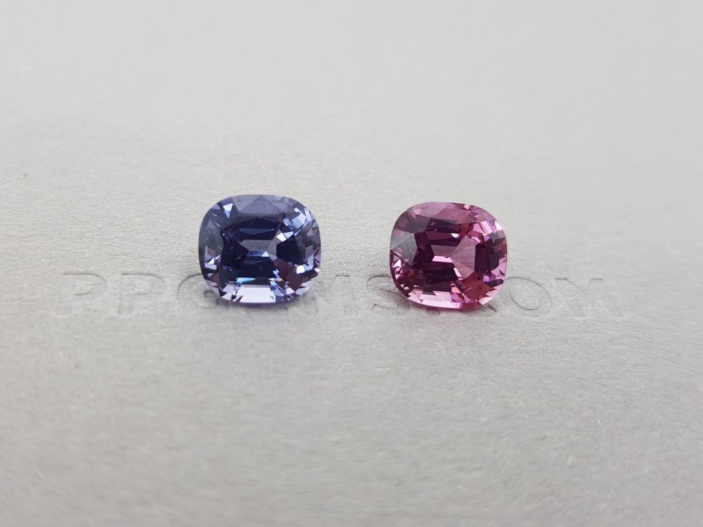 Pair of pink and blue spinels 5.45 ct Image №4