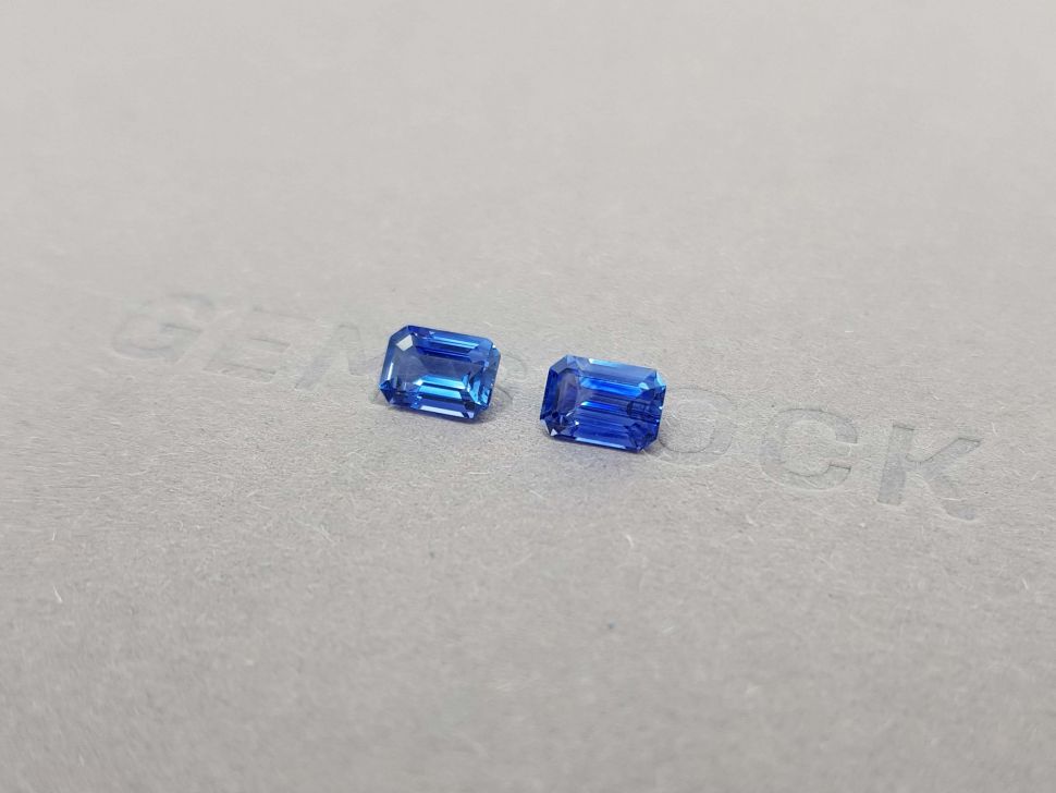 Blue sapphires are paired in the octagon cut 1.77 carat, Sri Lanka Image №2