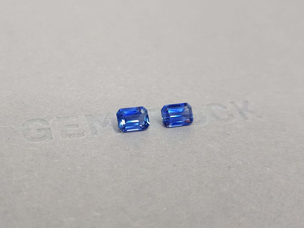 Blue sapphires are paired in the octagon cut 1.77 carat, Sri Lanka Image №3
