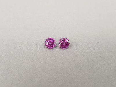 Pair of purple rhodolites, circle cut, 2.43 carats photo