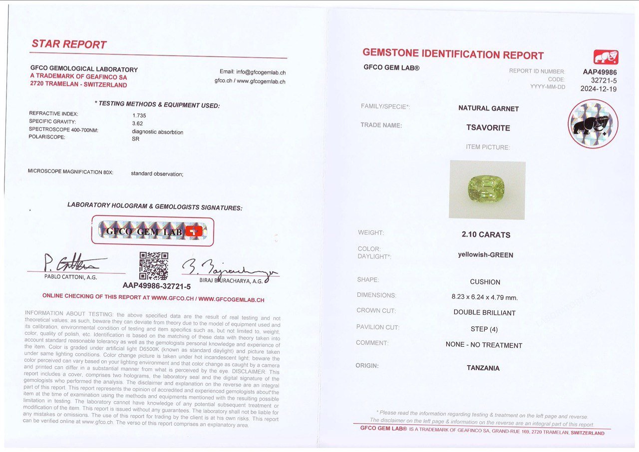 Granate tsavorita verde brillante talla cojín 2,10 quilates, Tanzania Image №6