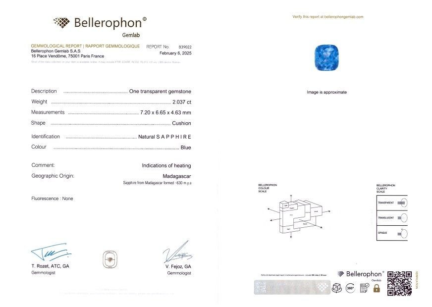 Saphir bleu taille coussin 2,03 carats, Sri Lanka Image №6