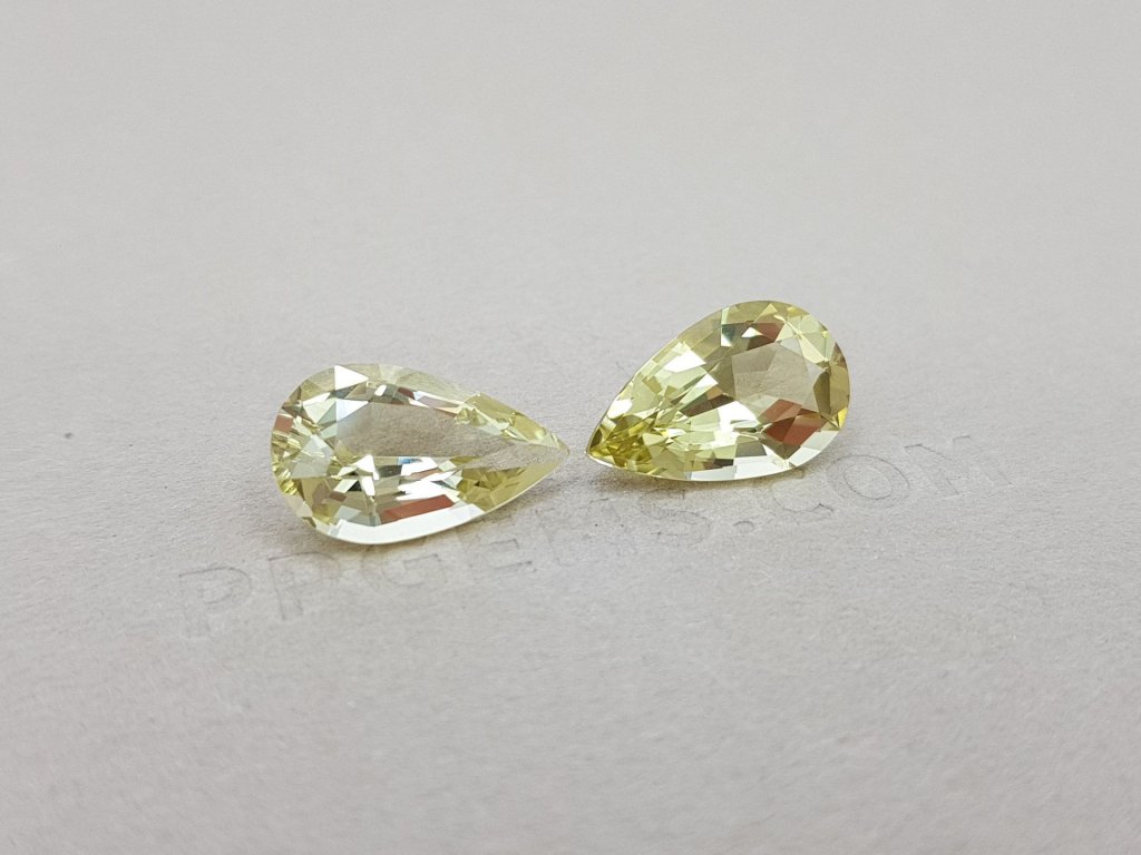 Pair of lemon yellow beryls, pear cut 6.86 ct Image №2