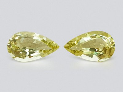 Paire de béryls taille poire jaune citron 6,86 carats photo