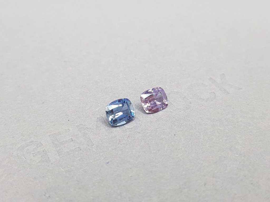 Contrasting pair of unheated lavender and blue sapphires 1.76 ct Image №3