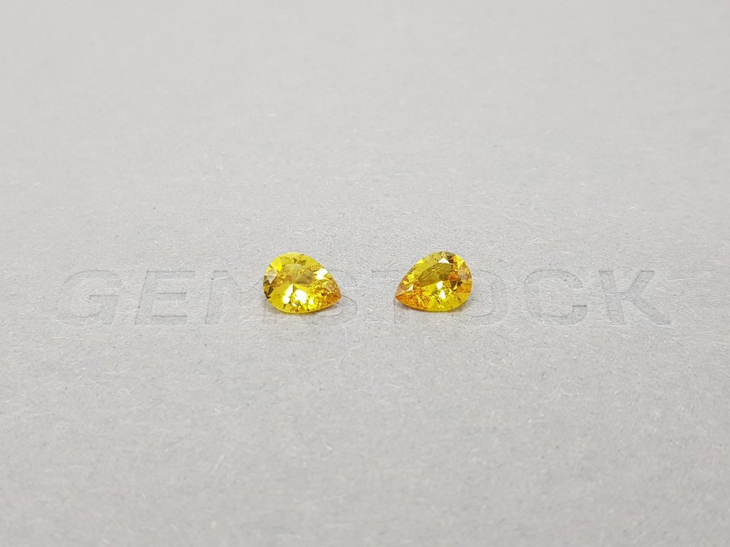 Pair of vivd yellow unheated sapphires 1.21 ct, Madagascar Image №1