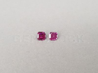 Pair of Asscher-cut rhodolite garnets 2.02 carats photo