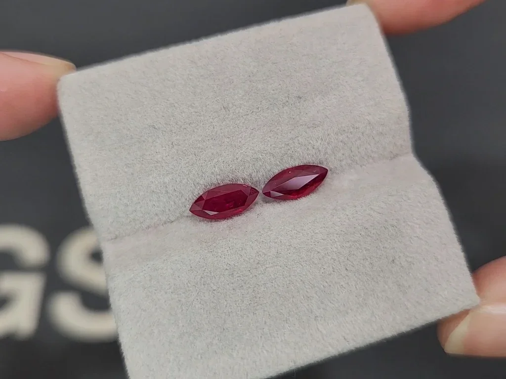 Par de rubíes talla marquesa de 1,41 carats, Birmania Image №4