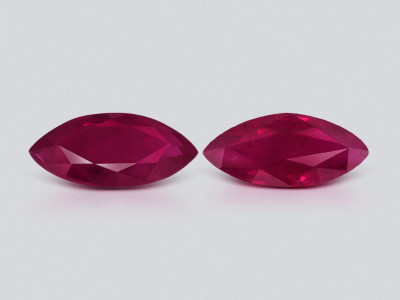 Par de rubíes talla marquesa de 1,41 carats, Birmania photo