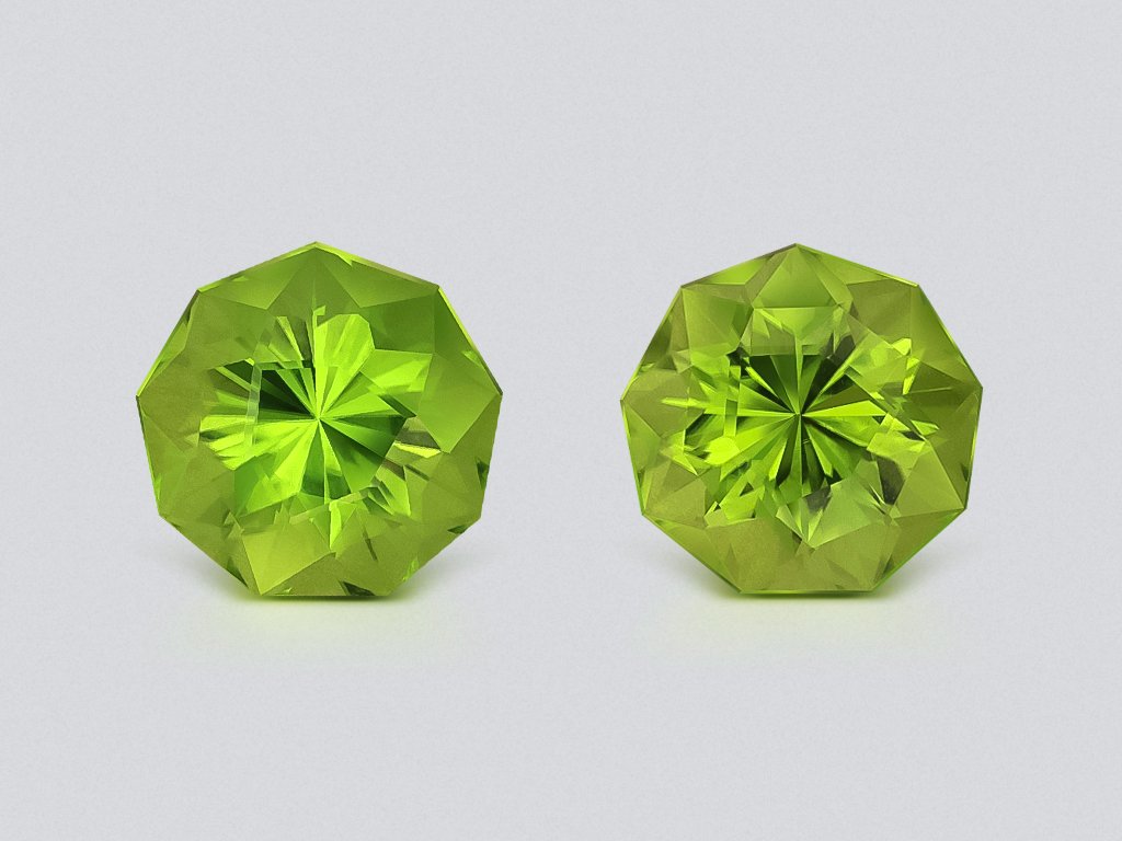 Par de peridotos de talla redonda de 4,60 carats, de Birmania Image №1