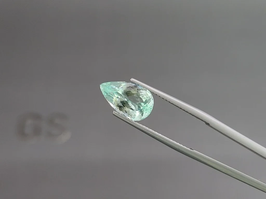 Paraiba Neon Green pear cuts 3.84 carats, Mozambique Image №3