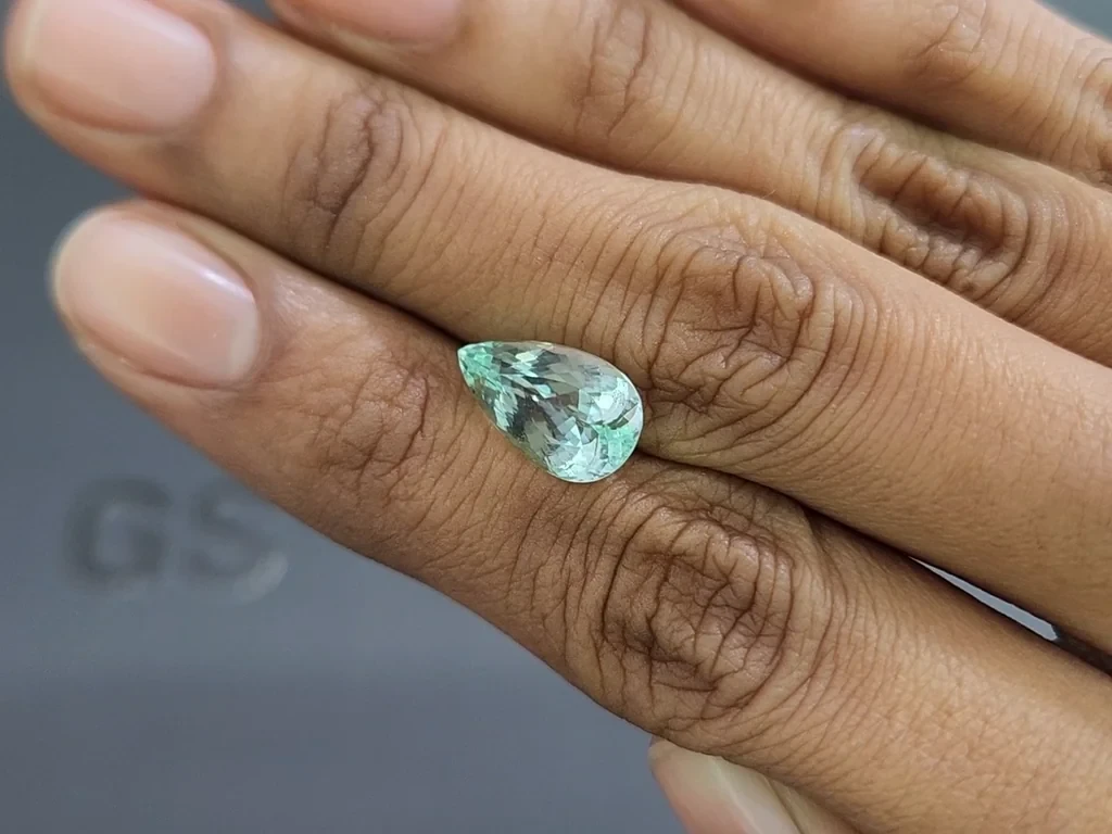 Paraiba Neon Green pear cuts 3.84 carats, Mozambique Image №2