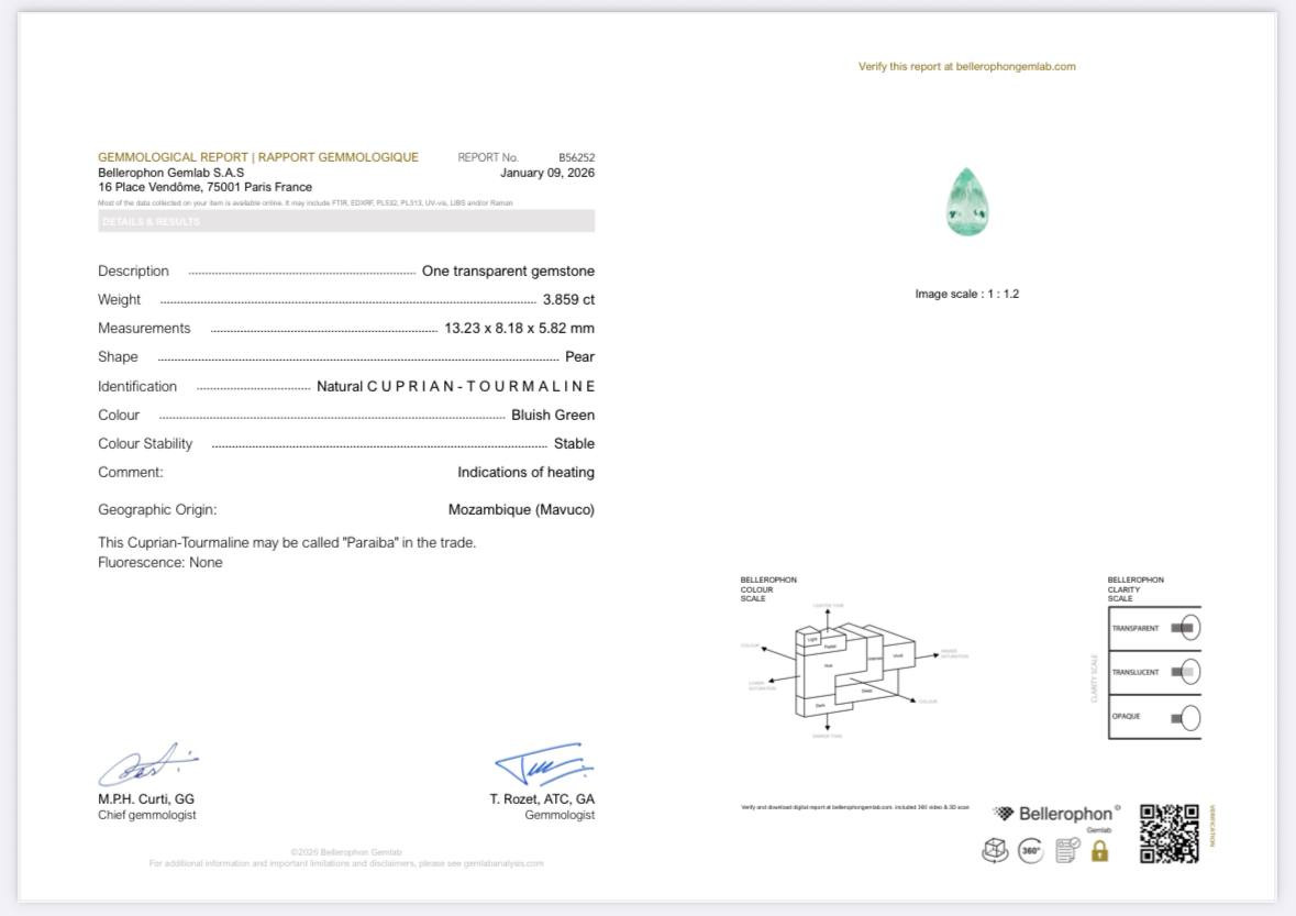 Paraiba Neon Green pear cuts 3.84 carats, Mozambique Image №6