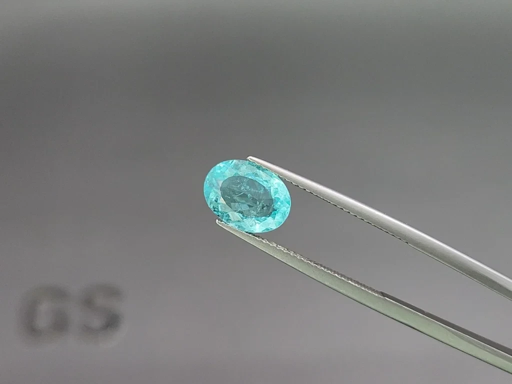 Neon tourmaline Paraiba greenish blue oval cut 2.06 carats, Mozambique Image №3