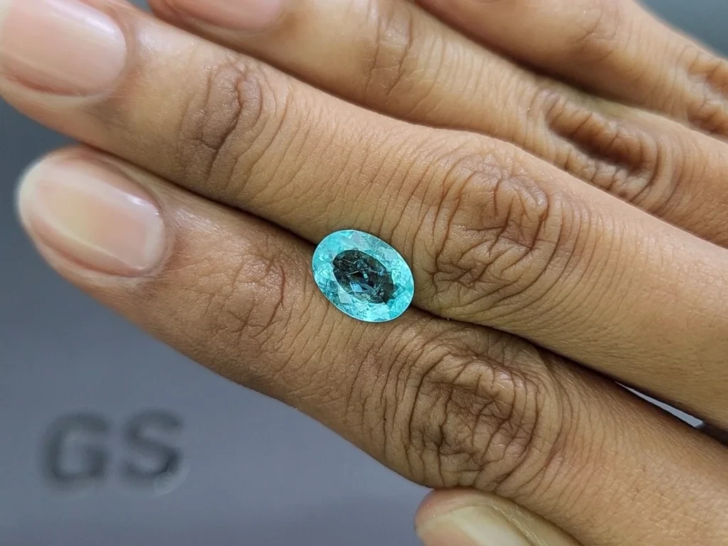Neon tourmaline Paraiba greenish blue oval cut 2.06 carats, Mozambique Image №2