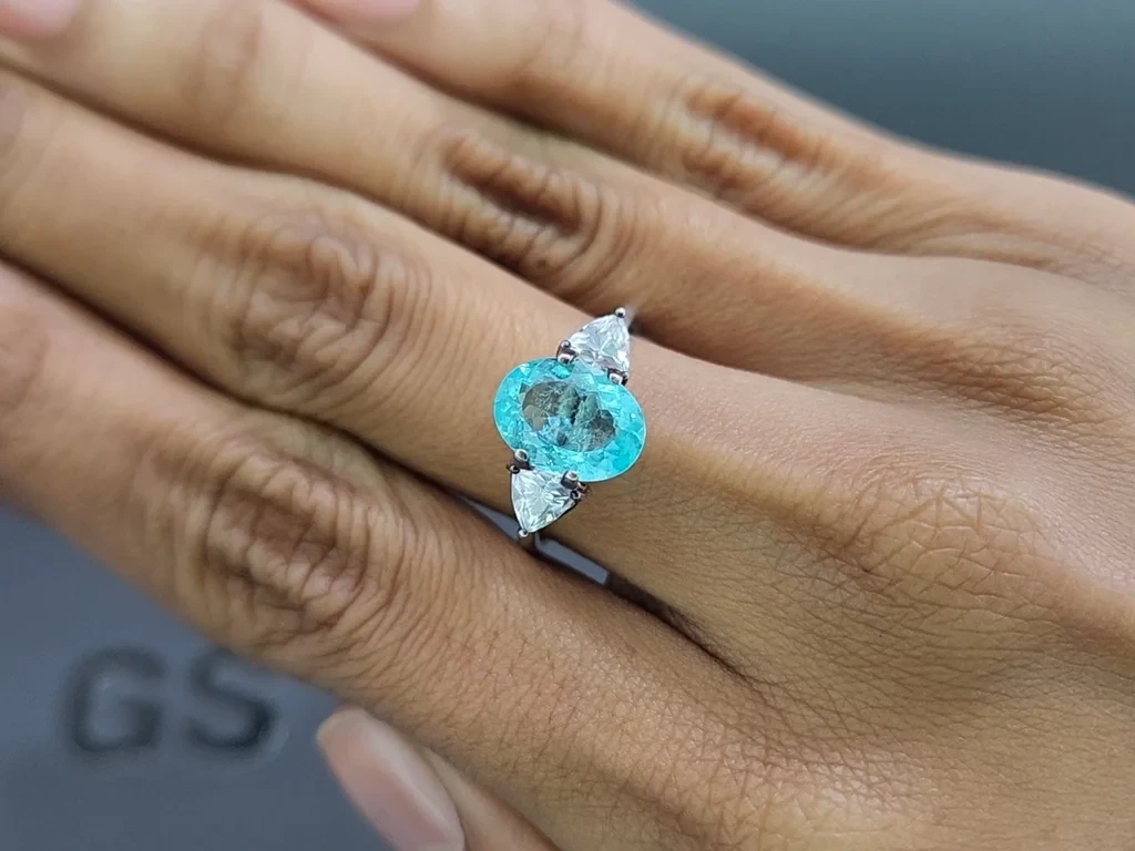 Neon tourmaline Paraiba greenish blue oval cut 2.06 carats, Mozambique Image №5