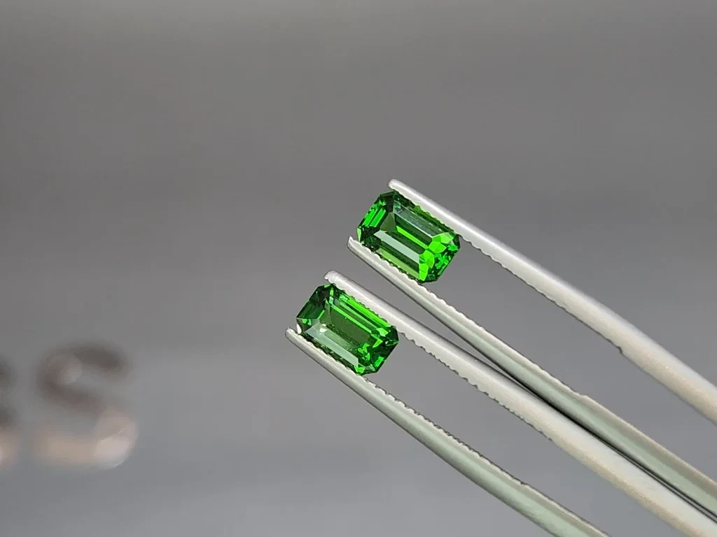 Pair of tsavorites octagon cut  2.18 carats, Tanzania Image №3