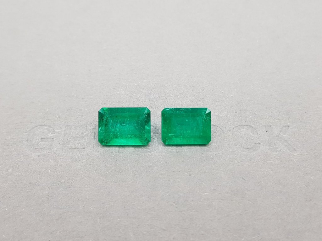 Pair of Vivid Green emeralds 3.94 ct, Colombia Image №1
