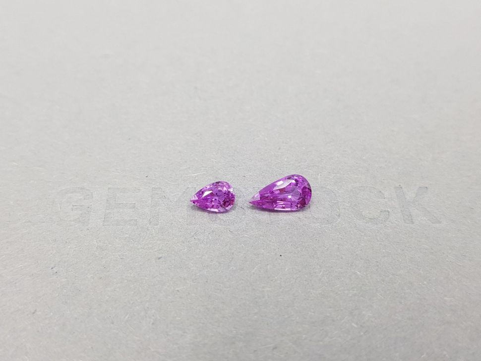 Bright asymmetrical pair of pear cut pink sapphires 1.31 ct Image №1