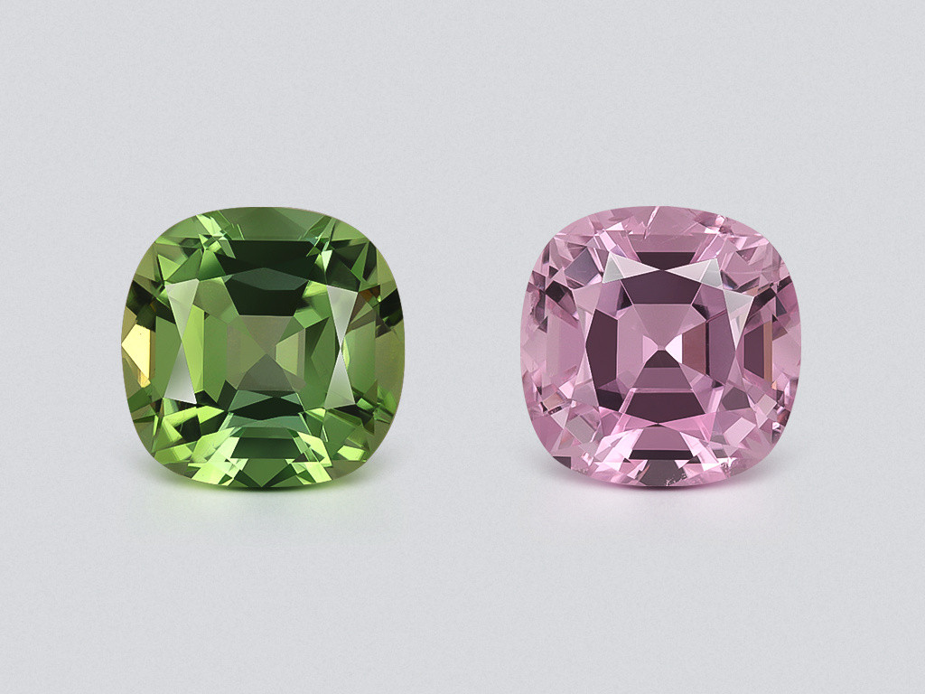 Pair of contrasting tourmalines cushion cut 2.59 carats, Africa Image №1