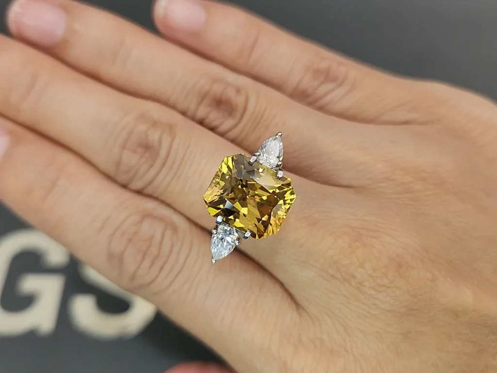 Yellow-brown zircon in radiant cut 12.24 carats, Sri Lanka Image №4