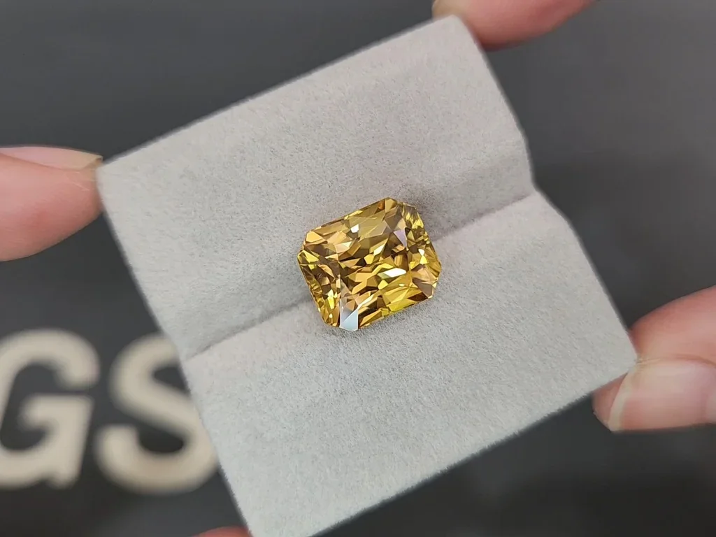 Yellow-brown zircon in radiant cut 12.24 carats, Sri Lanka Image №5