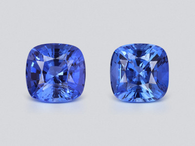Pair of Intense Blue sapphires in cushion cut  5.59 carats, Sri Lanka photo