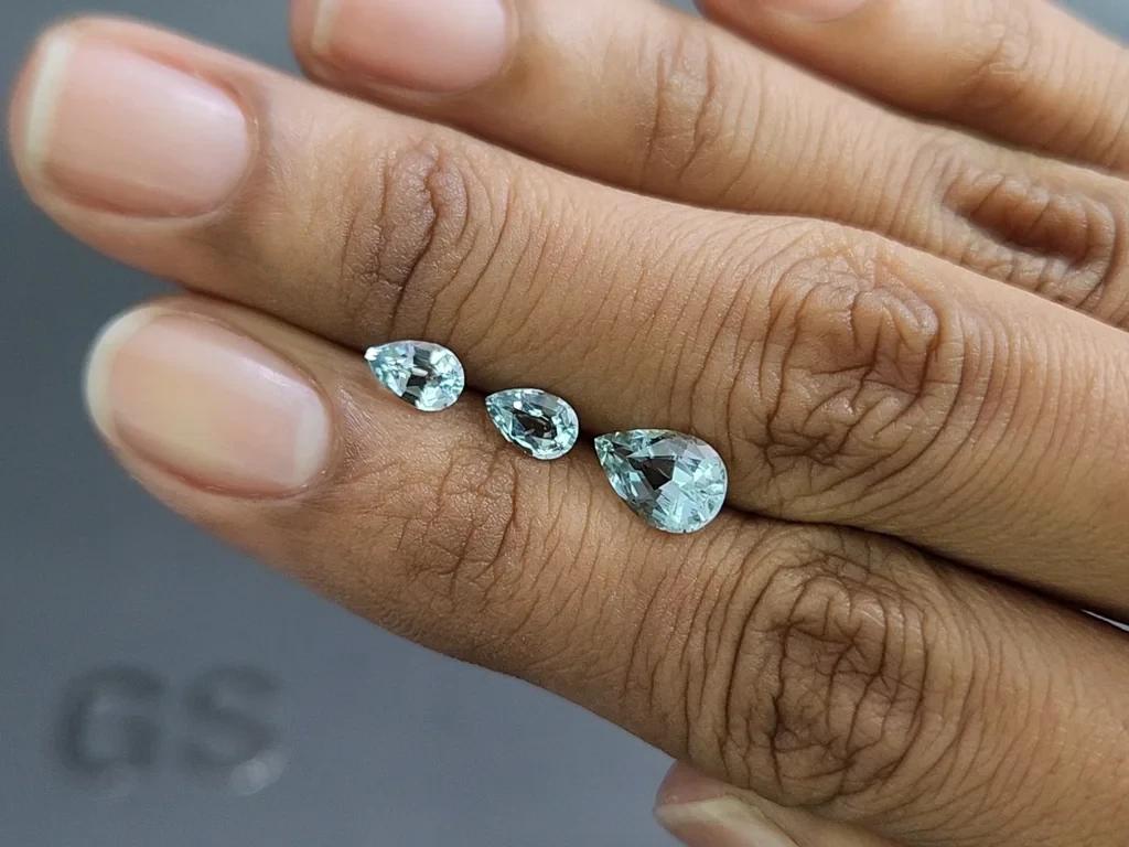 Set of aquamarines pear cut 1.79 carats, Madagascar Image №2