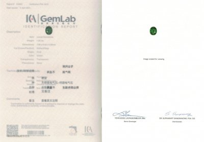 Certificate Chrome tourmaline 1.26 ct