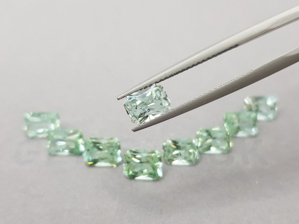 A line of mint green radiant cut tourmalines 9.36 ct Image №4