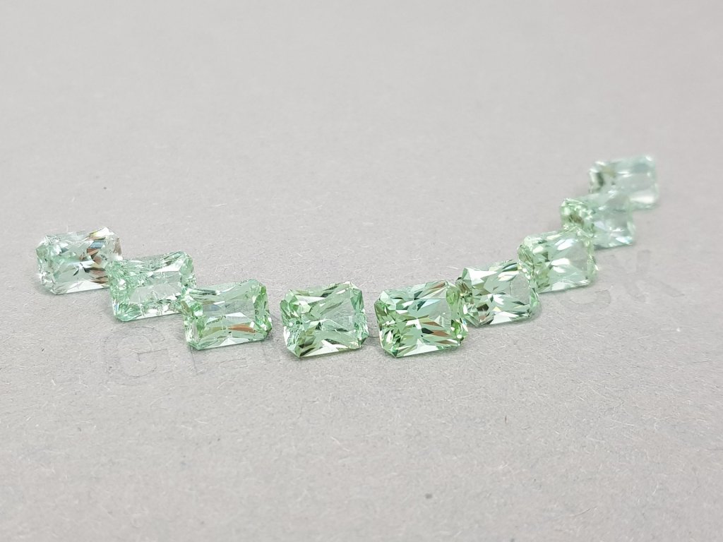 A line of mint green radiant cut tourmalines 9.36 ct Image №2