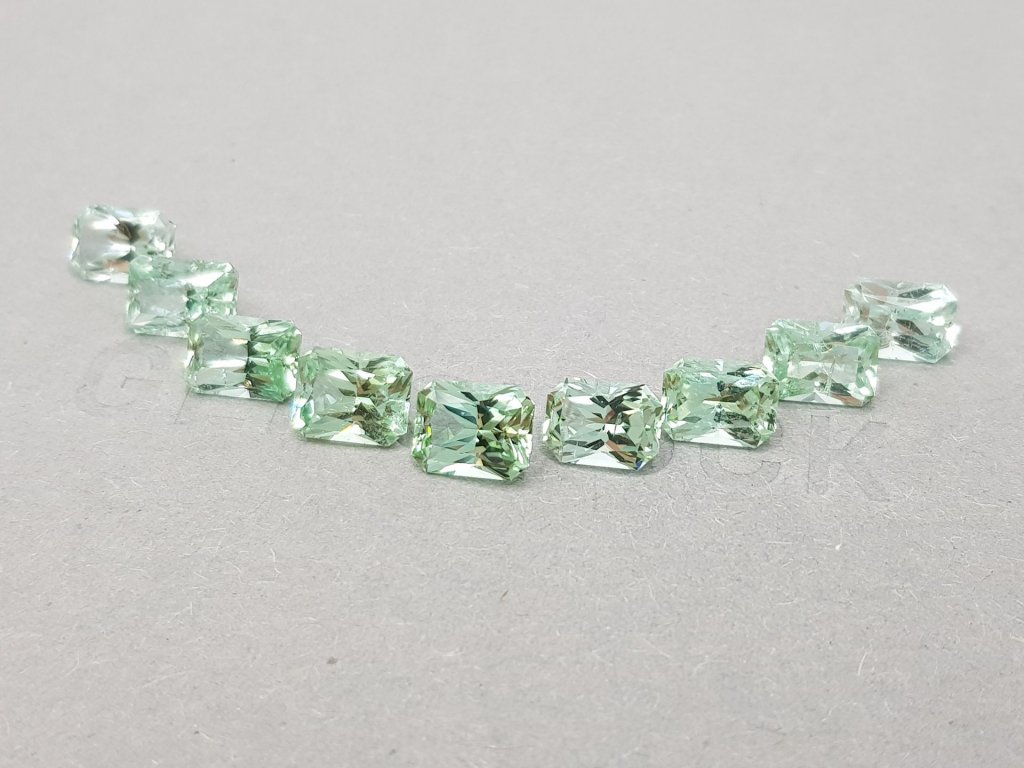 A line of mint green radiant cut tourmalines 9.36 ct Image №3